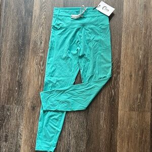 ZYIA Seafoam Pocket drawstring luxe Leggings size 6-8